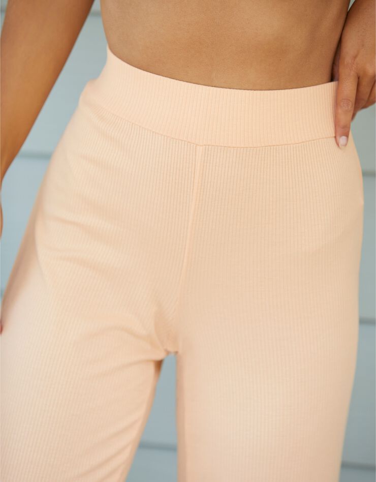Pantalon large maille côtelée taille élastiquée (pêche) Pantalon large maille côtelée taille élastiquée (pêche)