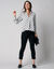 Blouse col tunisien imprimé pois, crêpe (écru / noir)