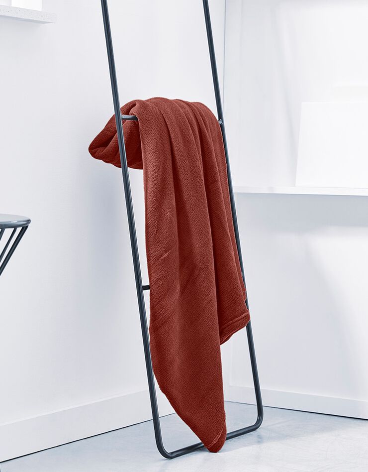 Plaid polaire toucher peluche (terracotta)