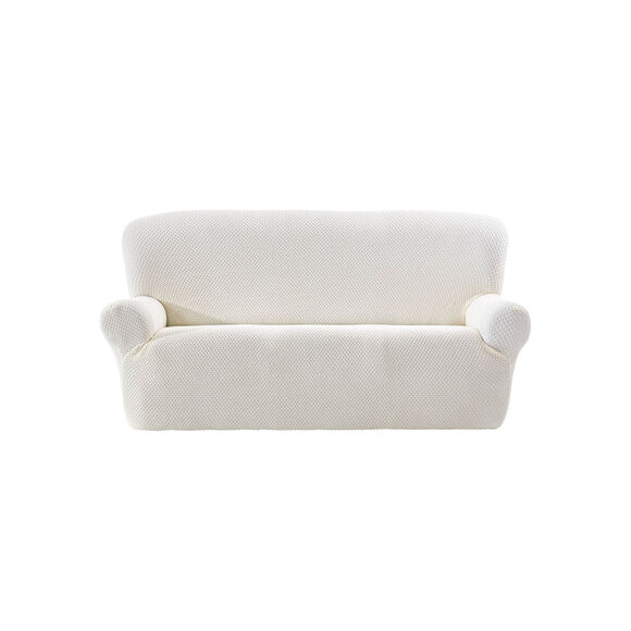 Housse texturée bi-extensible spéciale canapé fauteuil à accoudoirs (écru)