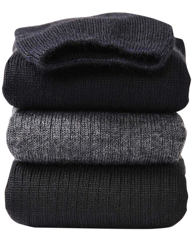 Mi-chaussettes laine effet massant - lot de 2 paires (noir)