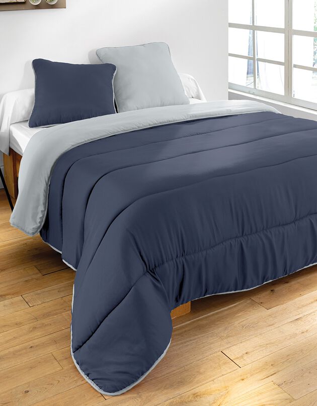 Couette bicolore microfibre 350g/m2 (gris / anthracite)