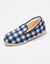 Charentaises silencieuses carreaux fourrées laine (bleu marine)