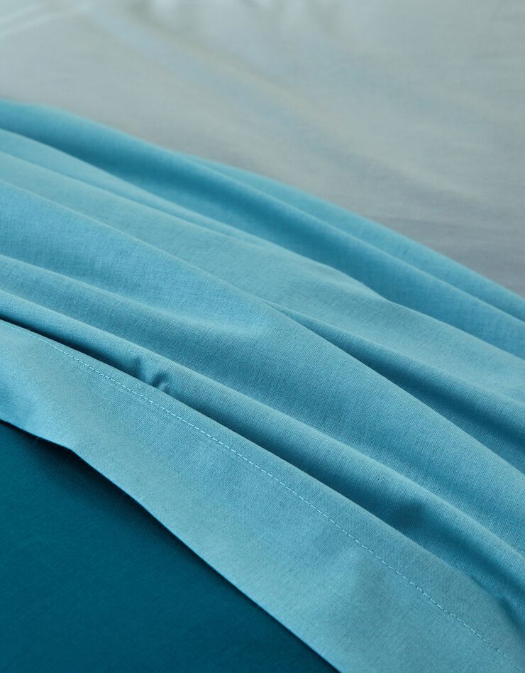 Linge de lit uni - coton bio (bleu paon)