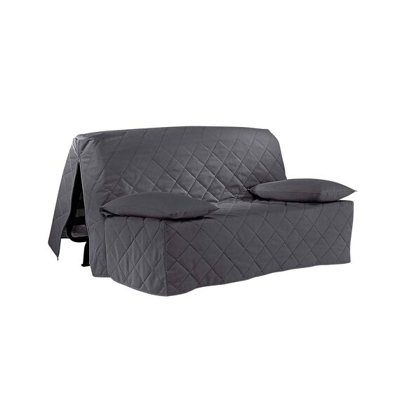 Housse canapé BZ coton bachette uni matelassé (gris anthracite)