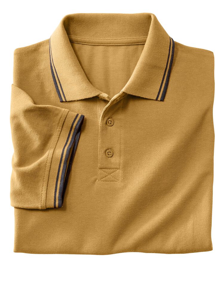 Polo uni maille piquée manches courtes (miel)