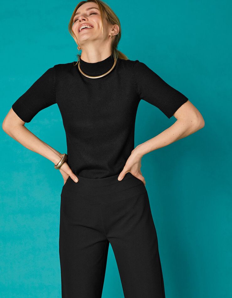 Pantalon coupe droite maille crêpe stretch - petite stature (noir) Pantalon coupe droite maille crêpe stretch - petite stature (noir)