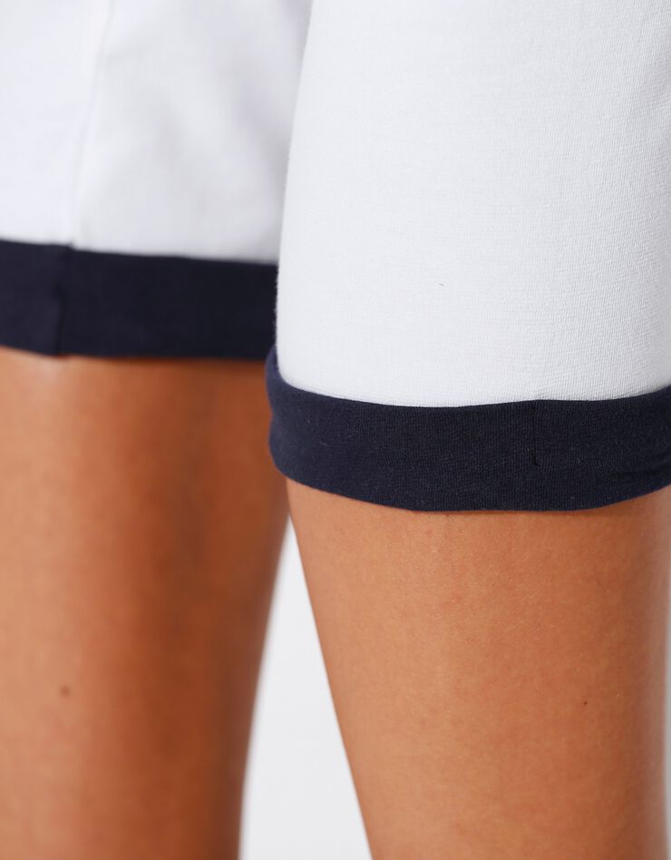 Legging corsaire revers contrastés, maille jersey (blanc / bleu nuit)