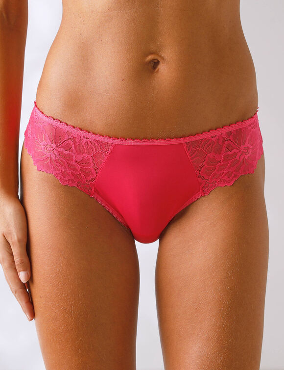 Culotte forme midi microfibre et dentelle stretch - lot de 2 (fuchsia + ivoire)