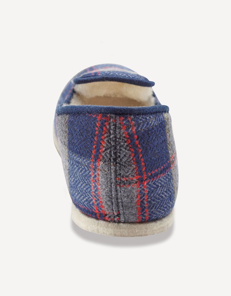 Charentaises homme silencieuses fourrées laine (carreaux marine) Charentaises homme silencieuses fourrées laine (carreaux marine)