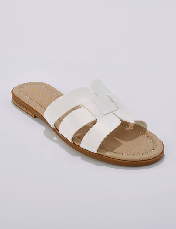 Mules plates bandes croisées (blanc)