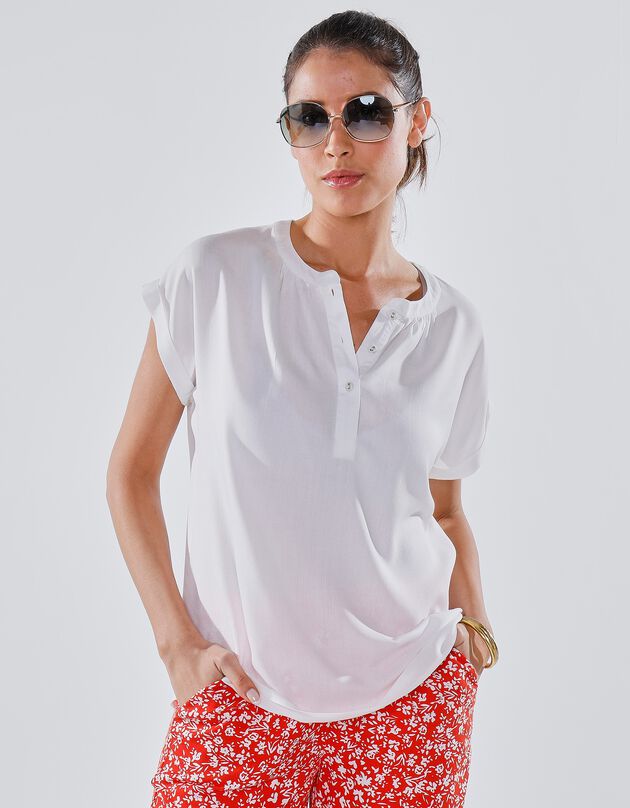 Blouse boutonnée unie  (écru)