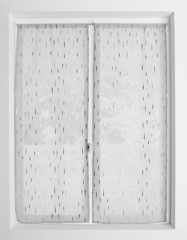 Vitrage voile motif gouttelettes argentées finition passe-tringle (gris)