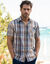  Chemise grands carreaux manches courtes polycoton (bleu / beige)
