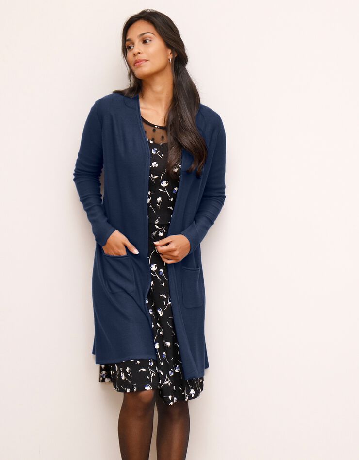 Long gilet toucher cachemire (marine) Long gilet toucher cachemire (marine)