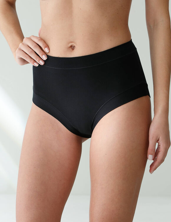Culotte coton stretch forme maxi ceinture confort "sans &eacute;lastiques" - lot de 2 (blanc + noir)
