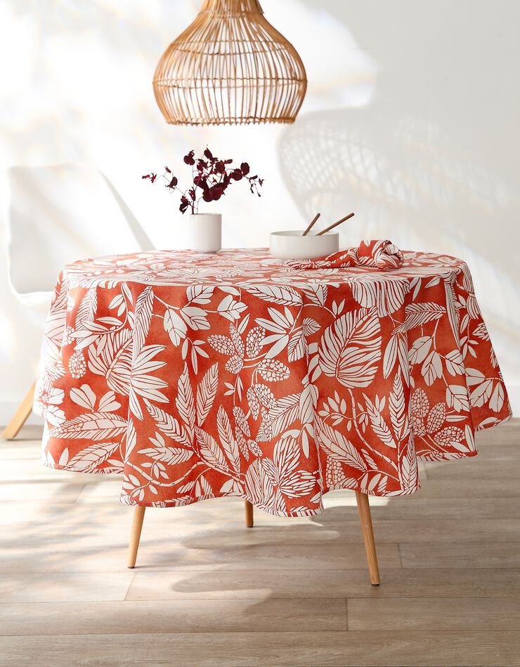 Nappe anti-taches imprimé végétal (terracotta)