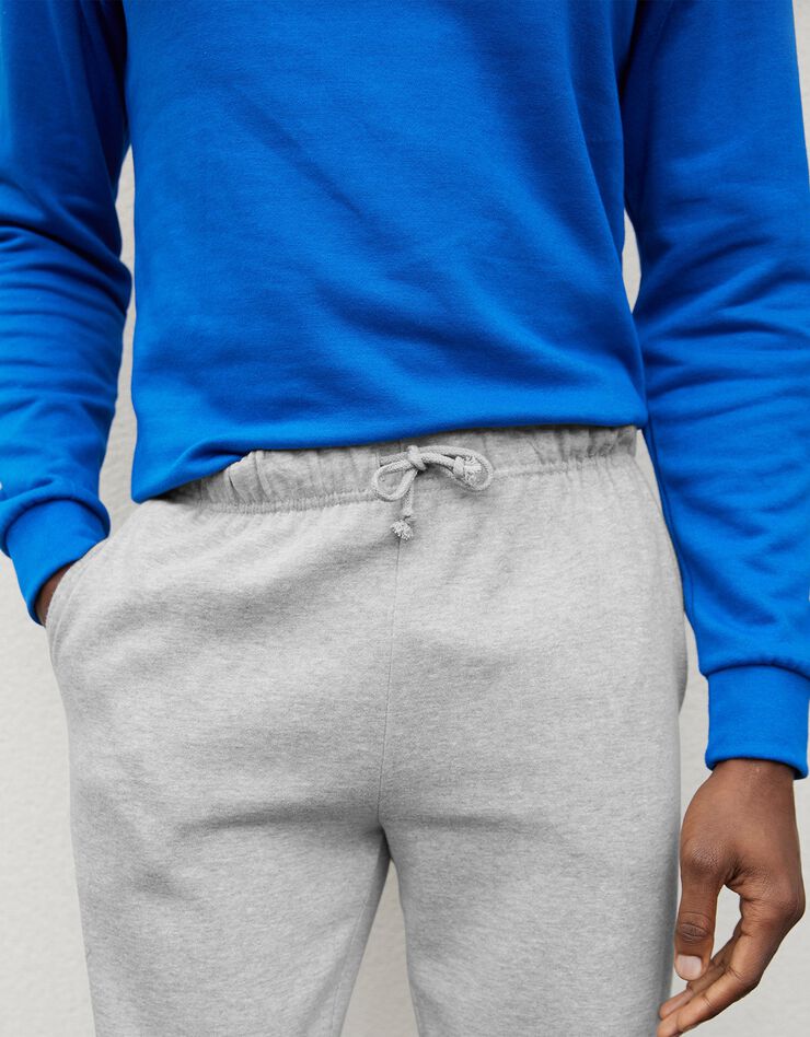 Pantalon jogging molleton bas élastiqué (gris chiné) Pantalon jogging molleton bas élastiqué (gris chiné)