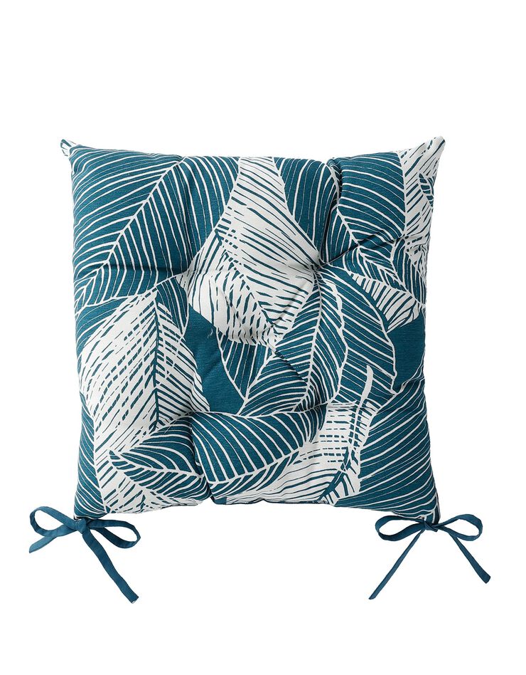 Galette de chaise carrée imprimé feuillage - lot de 2 (bleu)