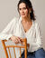 Blouse unie détails volantés, crépon (écru)