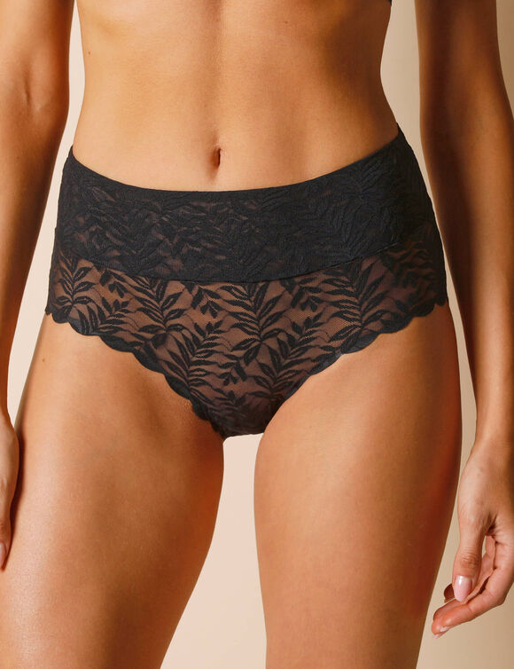 Culotte taille  haute microfibre et dentelle grand confort invisible - Lot de 2 (noir)