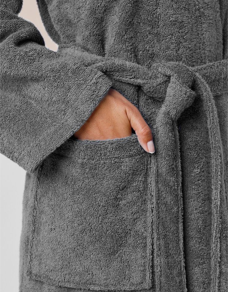 Peignoir mixte adulte uni coton éponge bouclette col kimono personnalisé (anthracite) Peignoir mixte adulte uni coton éponge bouclette col kimono personnalisé (anthracite)