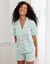 Pyjama short imprimé fleurs (bleu grisé)