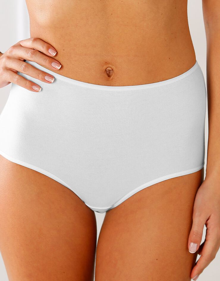 Culotte forme maxi en coton extensible uni – Lot de 10 (blanc) Culotte forme maxi en coton extensible uni – Lot de 10 (blanc)