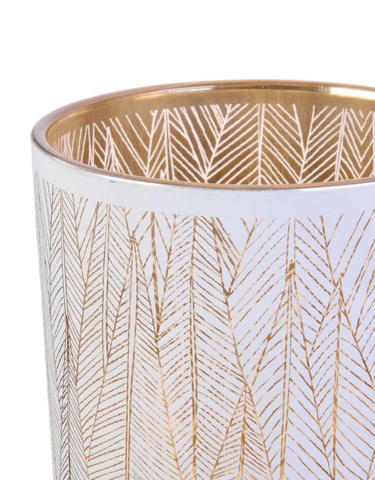 Vase en verre blanc et doré motifs feuilles - hauteur 20 cm (BLANC/DORÉ)