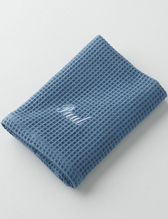 Serviette de bain nid d'abeille  Colombine®, personnalisable, 240 g/m2 (bleu)