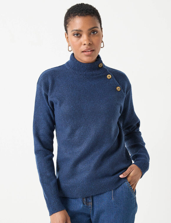 Pull col montant boutonné (marine)