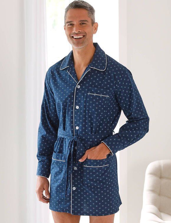 Pyjaveste imprimé popeline polycoton (marine)