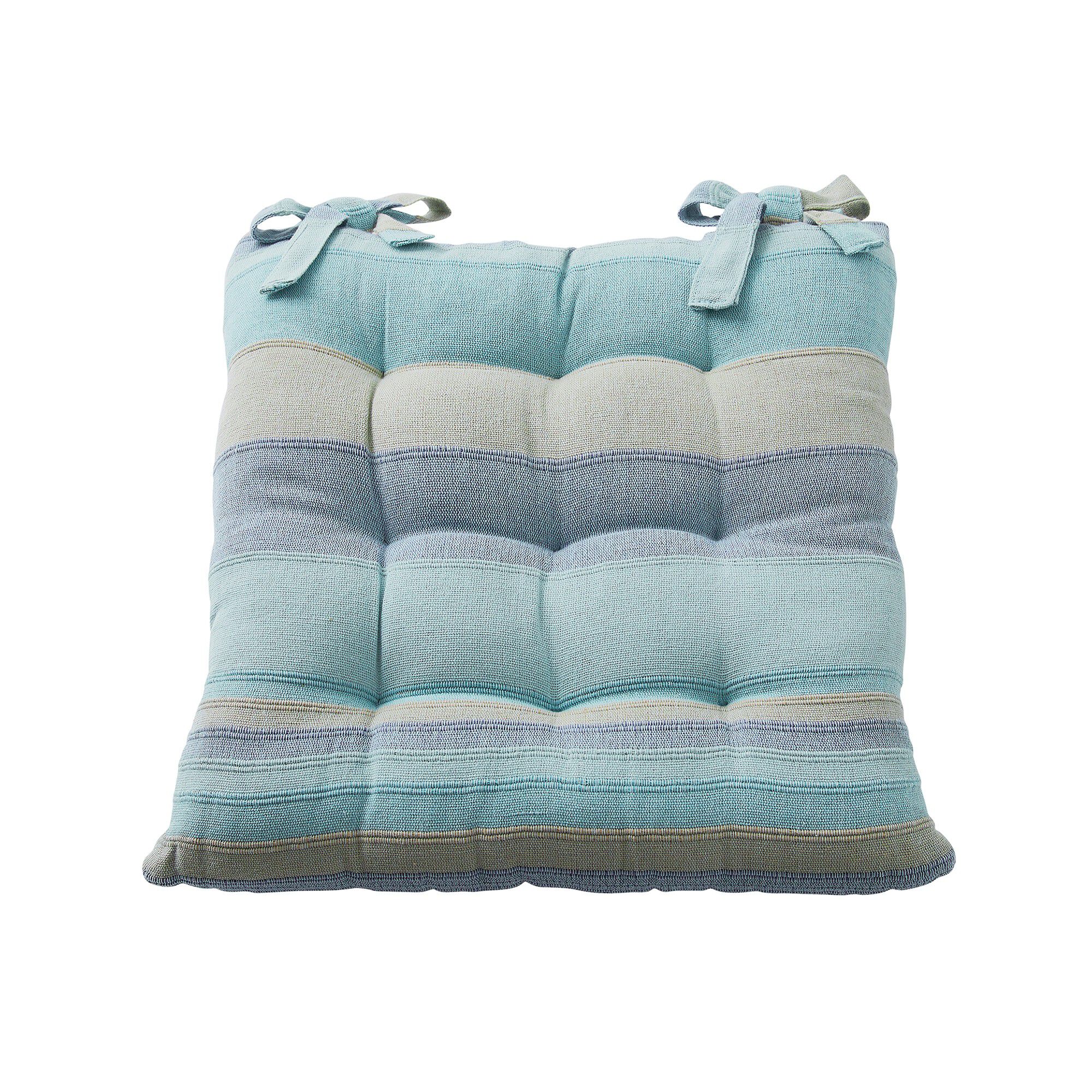 Lot De 4 Galettes De Chaise Carrées 40x40 Cm - HOMESCAPES, Coton Matelassé, Rayures Rouges - Avec Attaches - 1