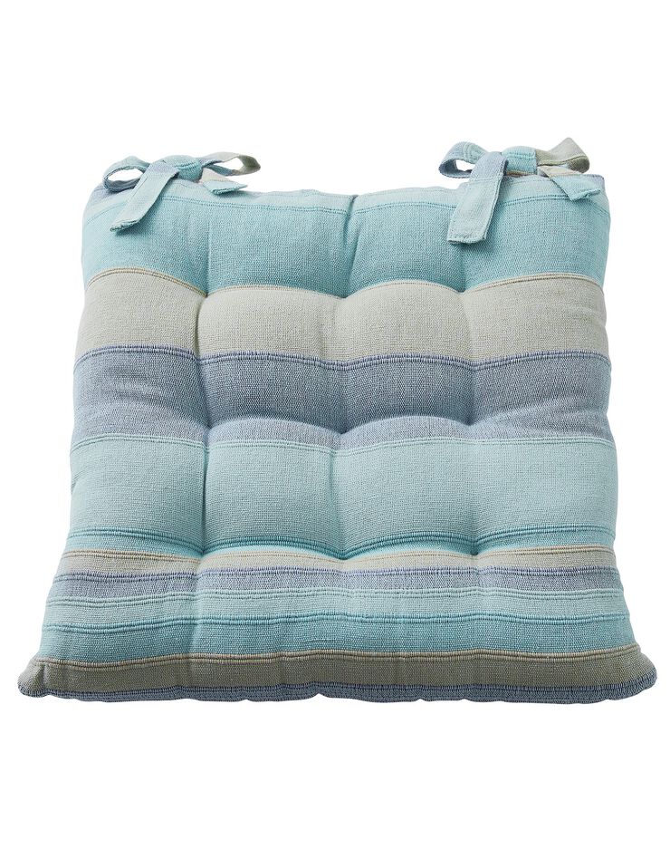 Lot De 4 Galettes De Chaise Carrées 40x40 Cm - HOMESCAPES, Coton Matelassé, Rayures Rouges - Avec Attaches