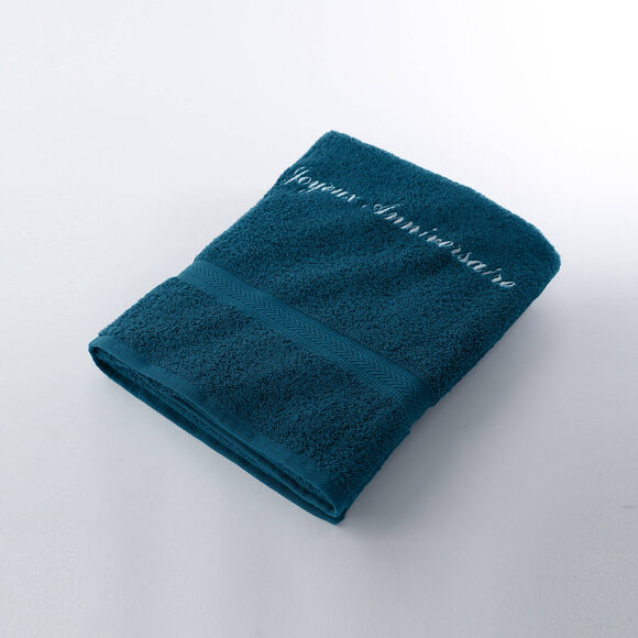 Collection serviettes de bain personnalisables confort moelleux (bleu paon)