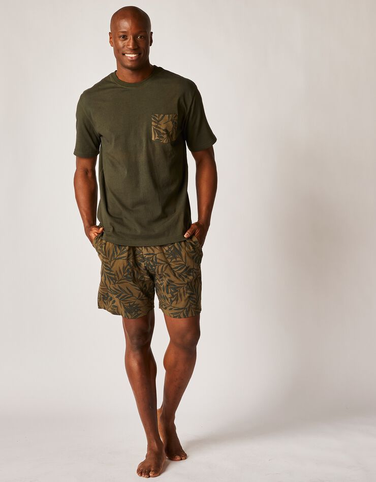 Pyjama short coton fantaisie manches courtes (kaki) Pyjama short coton fantaisie manches courtes (kaki)