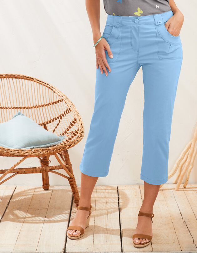 Pantacourt droit stretch (bleu)
