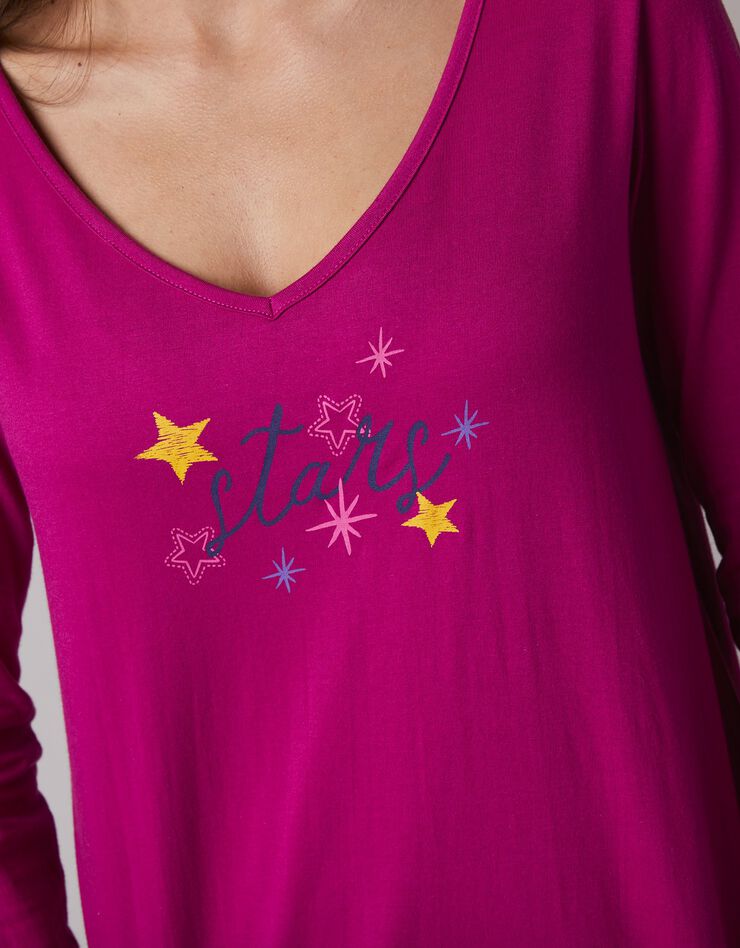 Tee-shirt de pyjama manches longues imprimé Estrella (fuchsia) Tee-shirt de pyjama manches longues imprimé Estrella (fuchsia)
