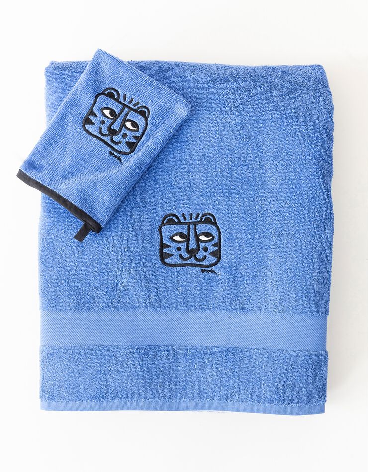 Collection éponge brodée Tigre coton 380g/m2, collection enfant LEM (bleu dur) Collection éponge brodée Tigre coton 380g/m2, collection enfant LEM (bleu dur)