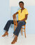 T-shirt col tunisien manches courtes, broderie anglaise (jaune)