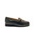 Mocassins compens&eacute;s &agrave; mors en cuir et motif l&eacute;opard (noir / beige)