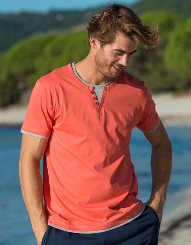 Tee-shirt effet 2 en 1 (corail)