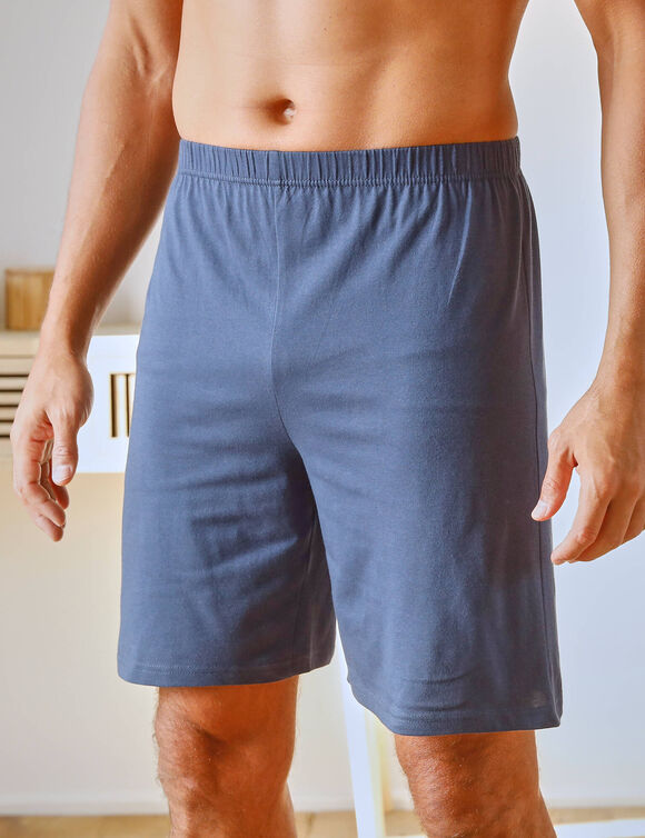 Short pyjama coton uni (marine)