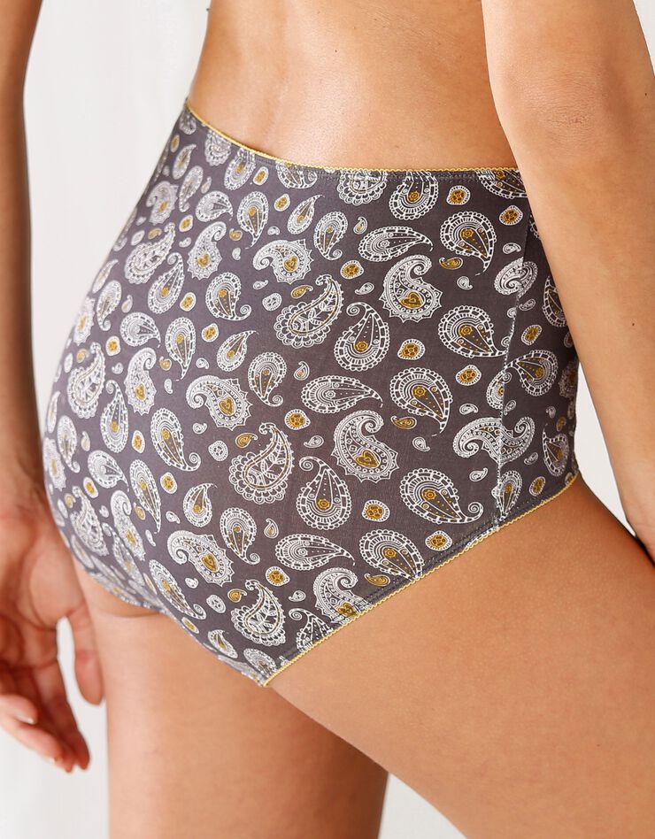 Culotte maxi coton imprimée "cachemire" - lot de 4 (curry / gris) Culotte maxi coton imprimée "cachemire" - lot de 4 (curry / gris)