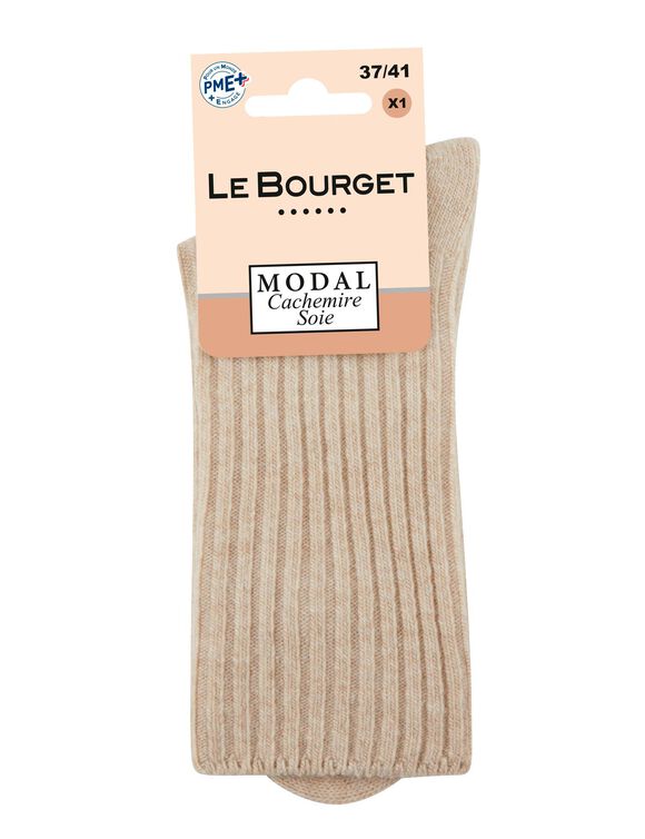 Chaussettes modal avec cachemire et soie (beige chiné)