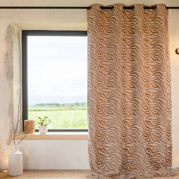 Rideau jacquard chenille z&eacute;br&eacute; (ocre)