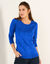 Pull col rond uni, manches longues (bleu dur)