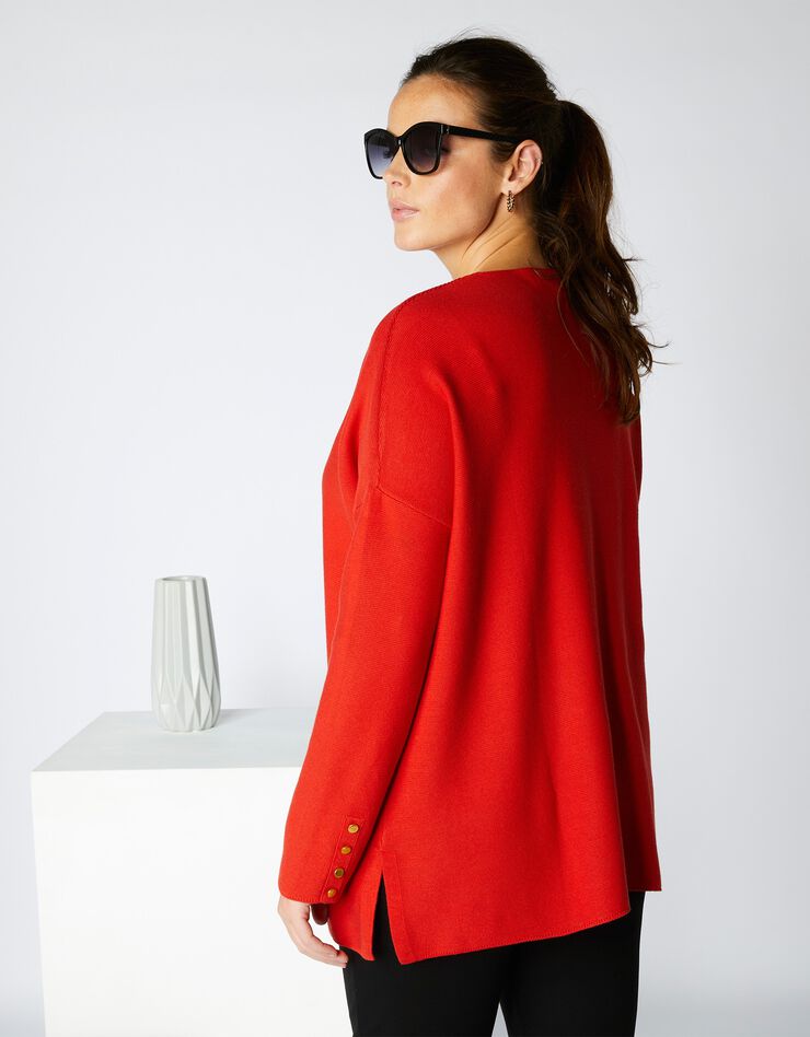 Pull col V loose, maille fantaisie (capucine) Pull col V loose, maille fantaisie (capucine)
