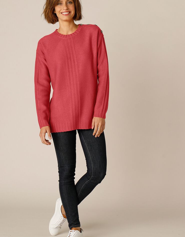 Pull fcol rond maille fantaisie (paprika)