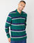 Polo rayée maille piquée manches longues  (vert bouteille)